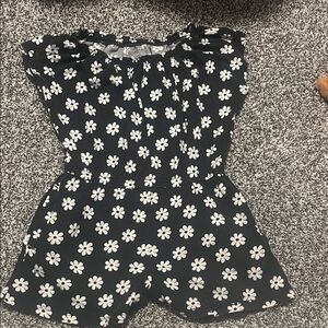 Old Navy Black and White Floral Jumpsuit